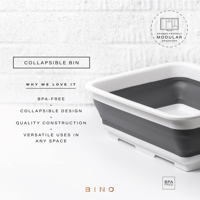 BINO Collapsible Wash Basin - White | Portable Dish Tub | Kitchen | Camping | Sink | Home Essentials | Baby Travel | Folding Dish Pan for Maximum Space Saving - Image 2